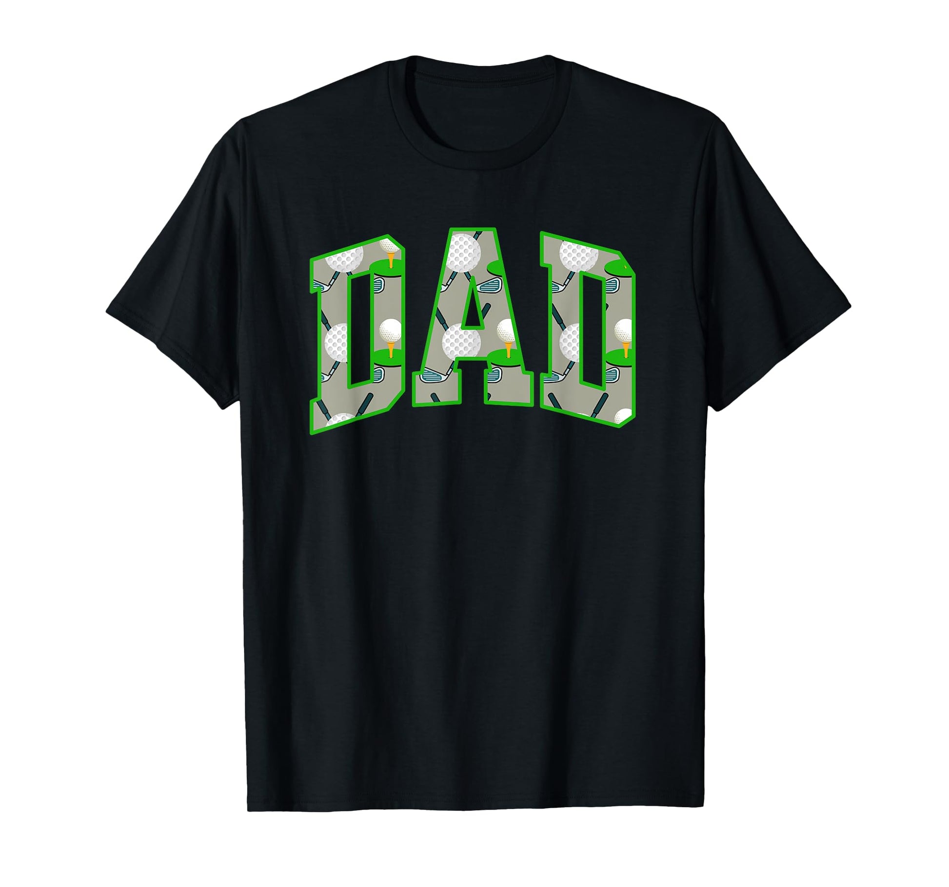 Fun Golf Dad Varsity Letters Clubs Balls T-Shirt - Graphic Print Men Women - T-Shirt, Sweatshirt, Hoodie