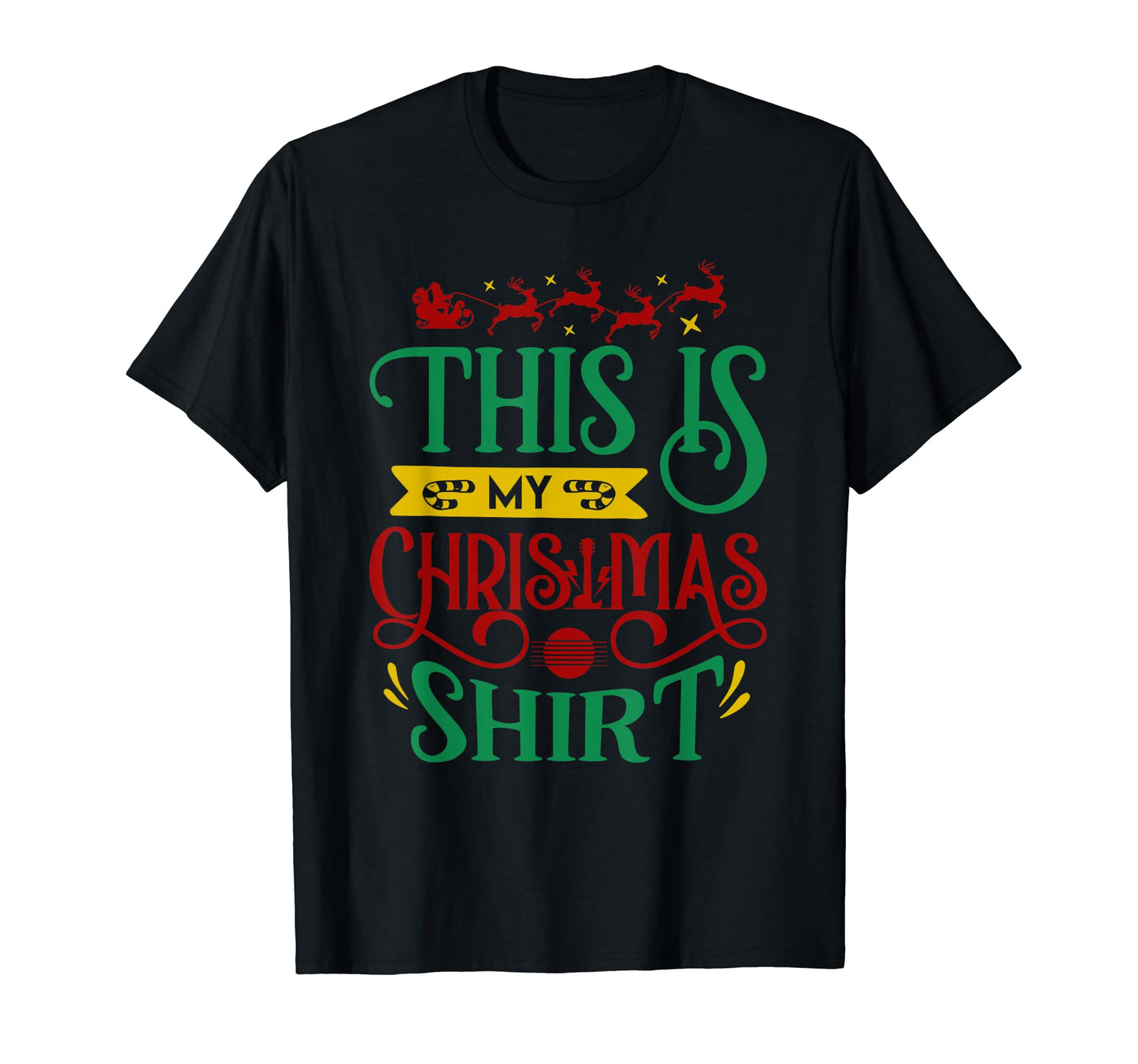 Guitar Musician Holiday Santa T-Shirt - Fun Novelty Design for Adults - T-Shirt, Sweatshirt, Hoodie