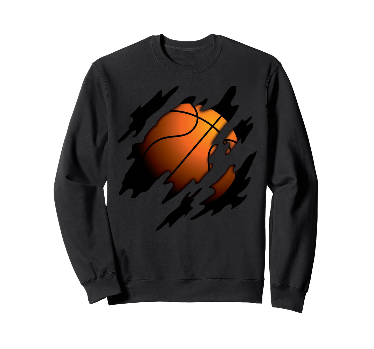 Funny Basketball Basketball Ripped Sweatshirt - Trendy Graphic for Adults - T-Shirt, Sweatshirt, Hoodie