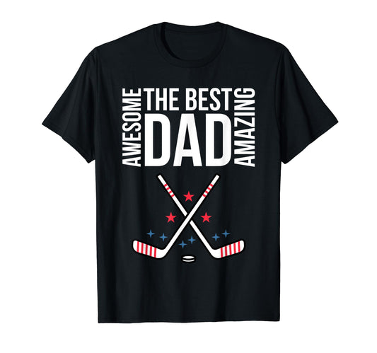 Best Dad Awesome Ice Hockey Player Dad T-Shirt - Custom Art Print Unisex - T-Shirt, Sweatshirt, Hoodie
