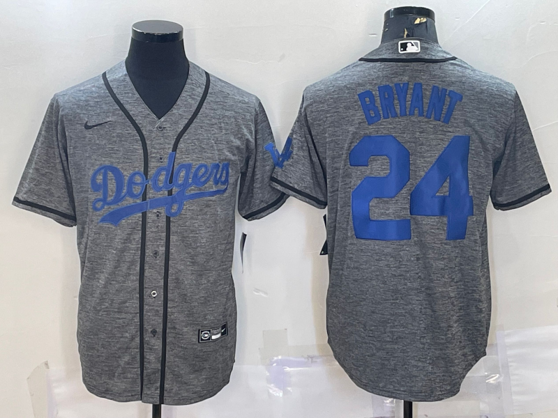 Men's Los Angeles Dodgers Kobe Bryant Gray Replica Baseball Jersey1 baseball jersey product view 1