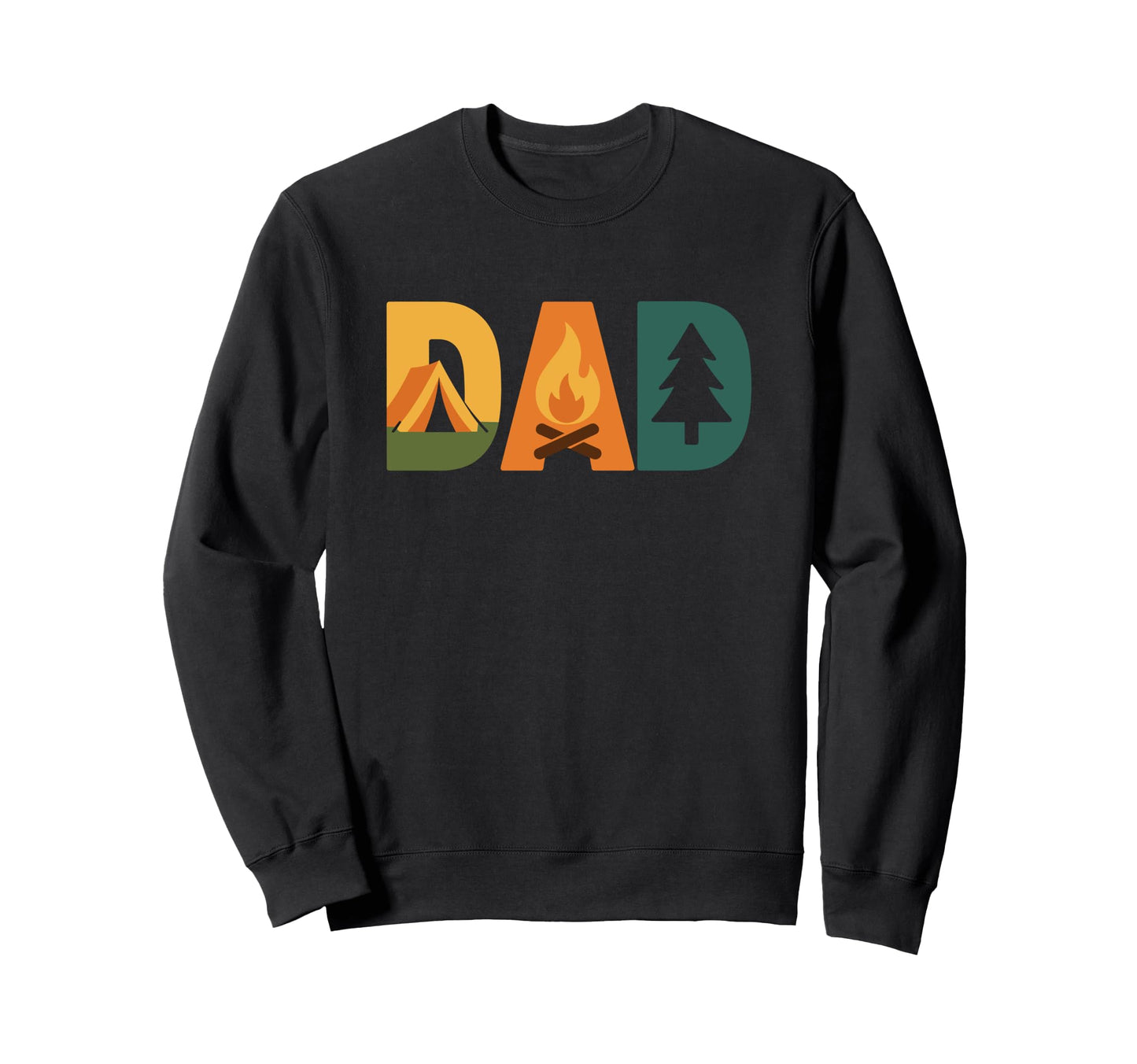 Dad Camping Campfire Pine Tree Sweatshirt - Minimalist Print Men Women - T-Shirt, Sweatshirt, Hoodie