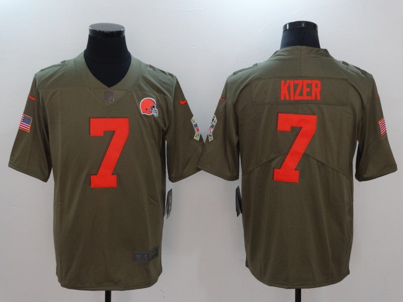 Men's Cleveland Browns DeShone Kizer #7 Olive Game Jersey1 football jersey product view 1