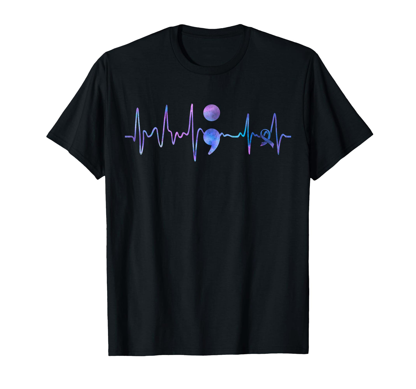 Heartbeat Semicolon Suicide Prevention T-Shirt - Custom Art Print Unisex - T-Shirt, Sweatshirt, Hoodie