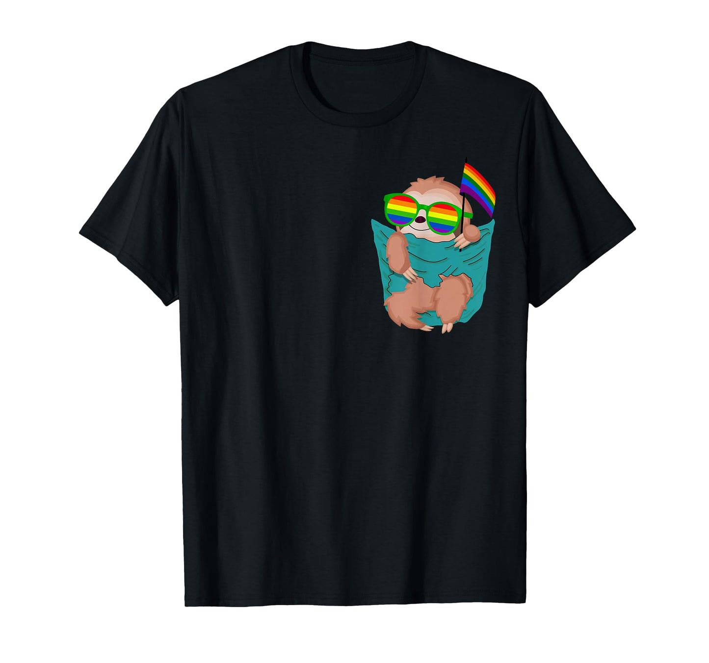 Pocket Sloth Lgbt Animal Rainbow T-Shirt - Casual Everyday Wear Unisex - T-Shirt, Sweatshirt, Hoodie