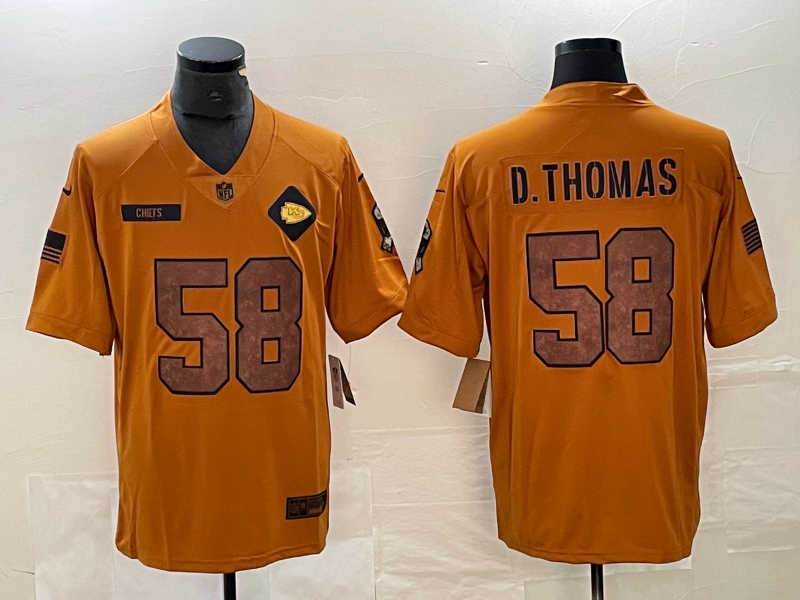 Men's Kansas City Chiefs Derrick Thomas #58 Brown 2023 Salute To Service Retired Player Limited Jersey1 football jersey product view 1