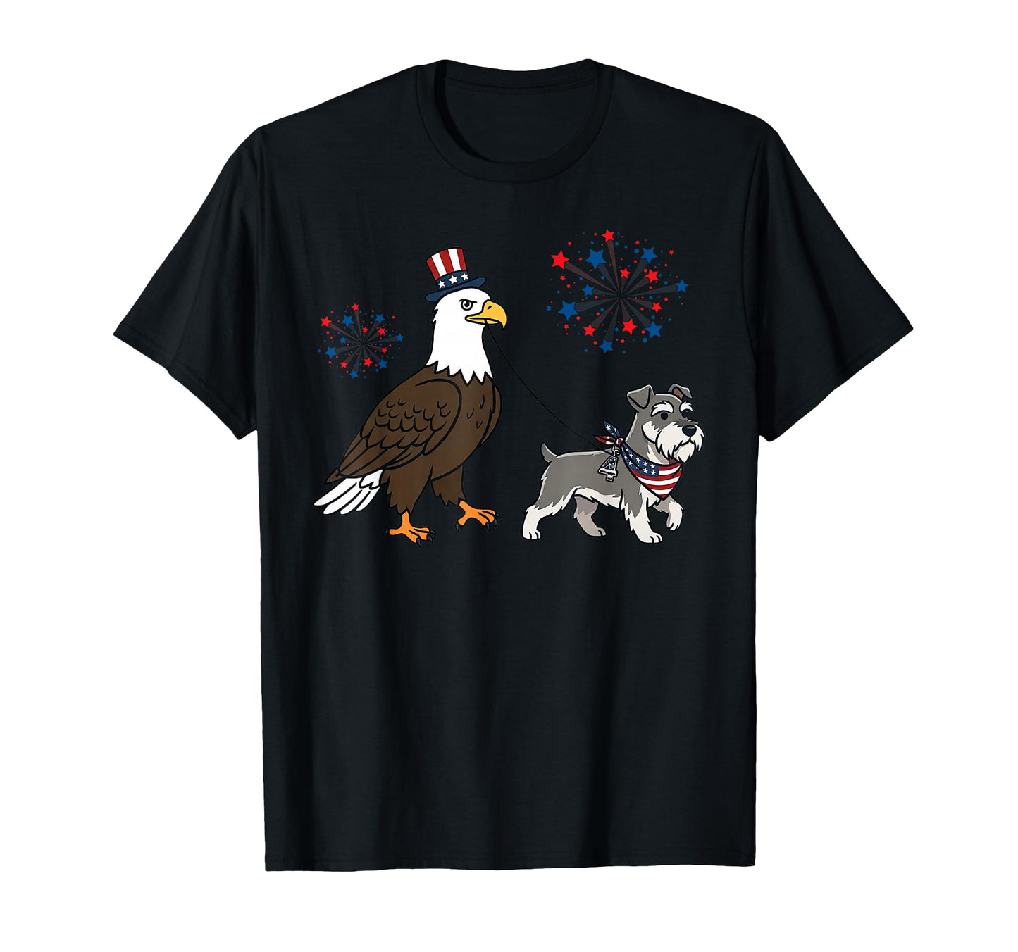 Patriotic Schnauzer Dog Walking Eagle T-Shirt - Minimalist Print Unisex - T-Shirt, Sweatshirt, Hoodie