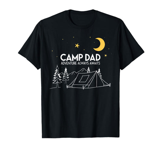 Camp Dad Adventure Awaits T-Shirt - Casual Everyday Wear for Adults - T-Shirt, Sweatshirt, Hoodie