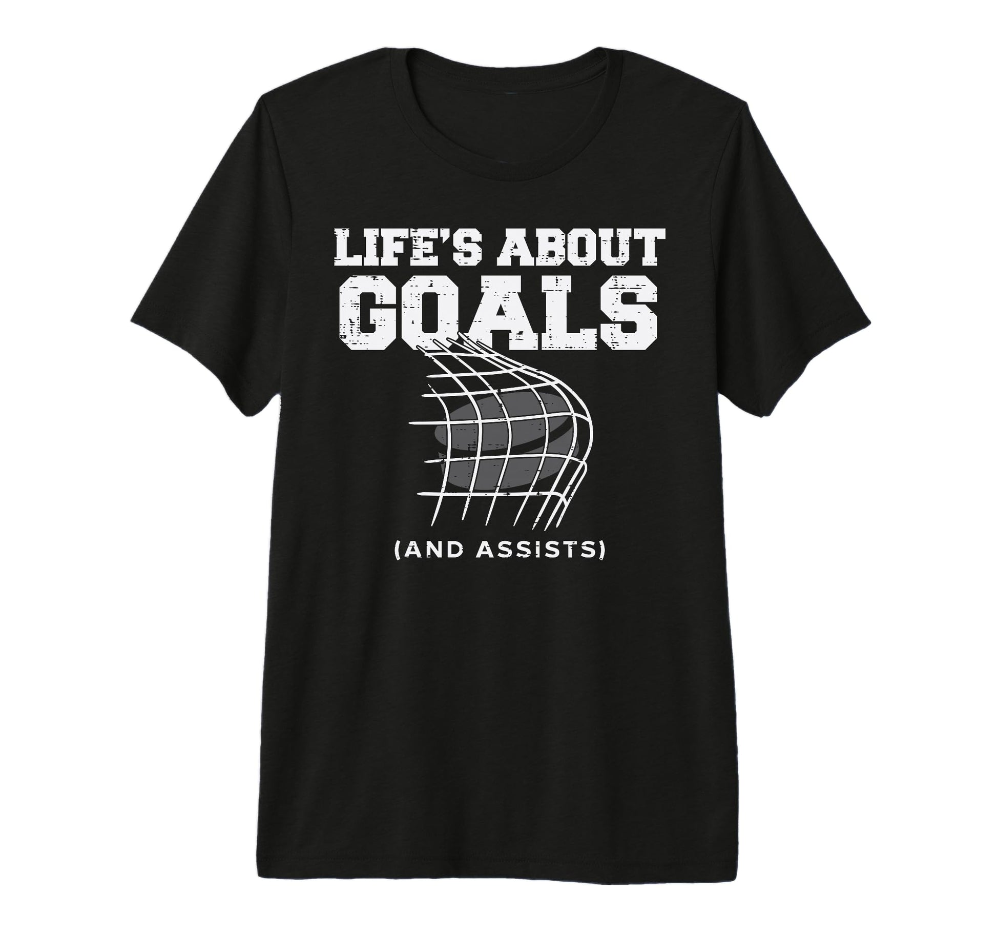 Lifes About Goals Assist Ice Hockey T-Shirt - Minimalist Print Unisex - T-Shirt, Sweatshirt, Hoodie