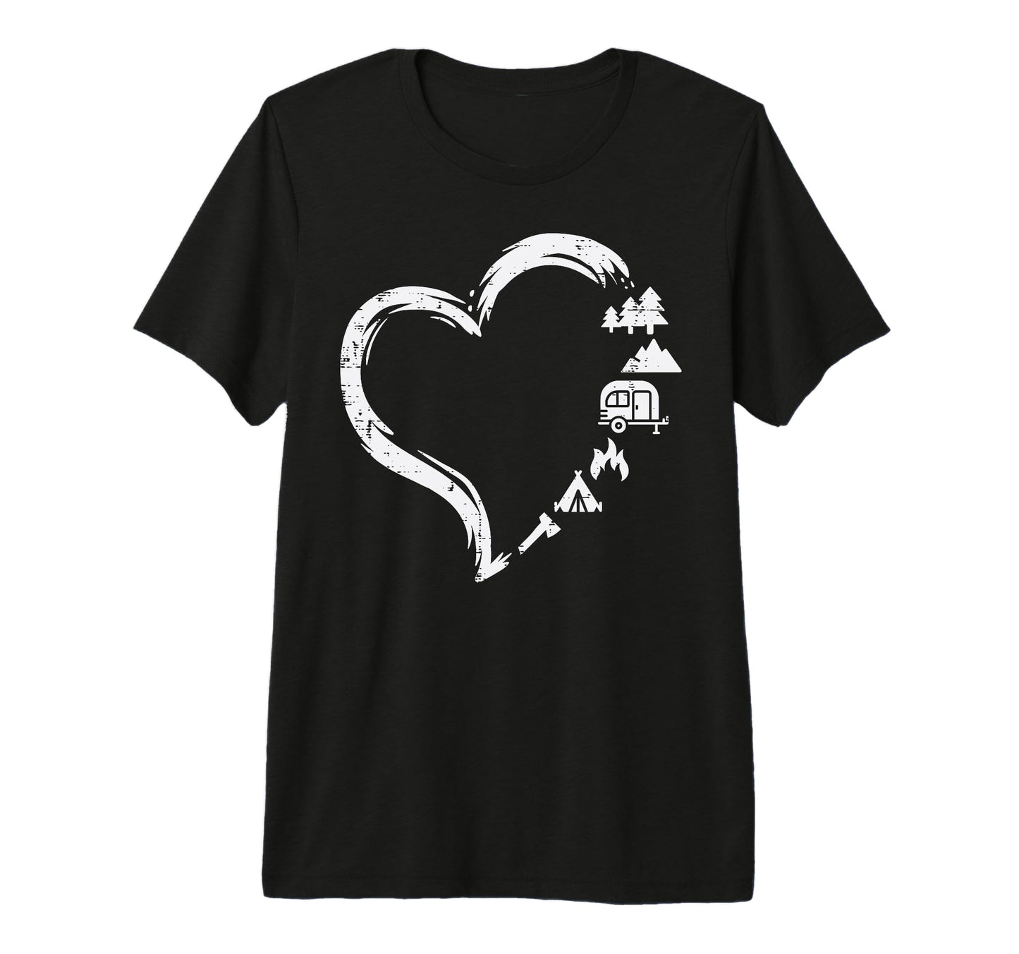 Trees Rv Van Campfire Tent Heart Love T-Shirt - Streetwear Style Unisex - T-Shirt, Sweatshirt, Hoodie