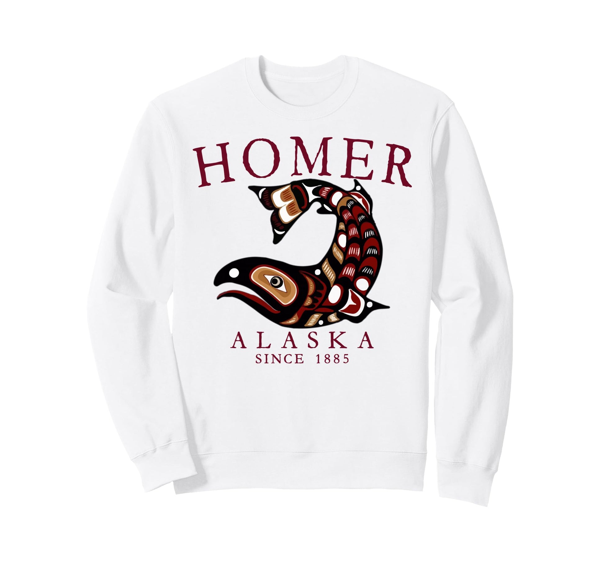 Homer Alaska Tribal Art Salmon Sweatshirt - Fun Novelty Design Unisex - T-Shirt, Sweatshirt, Hoodie