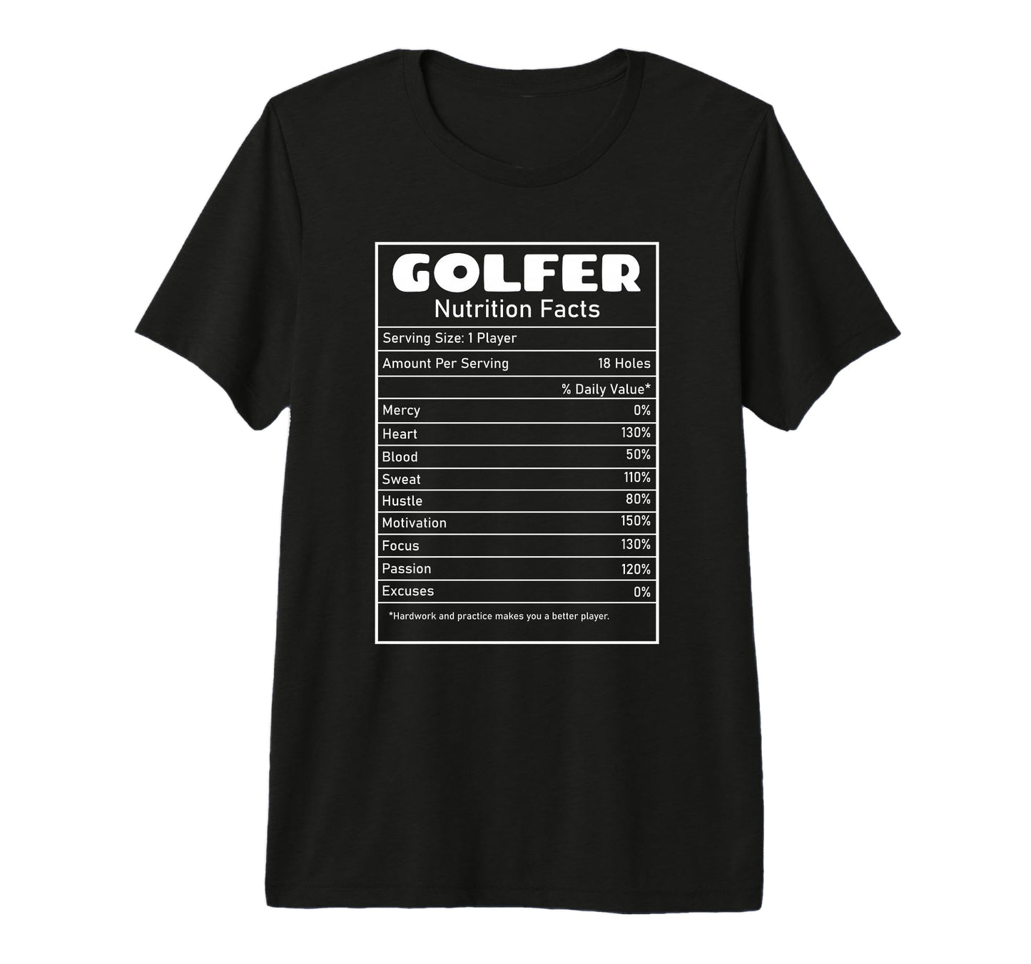 Golfer Nutrition Facts Funny Golf Dad T-Shirt - Unique Graphic for Adults - T-Shirt, Sweatshirt, Hoodie
