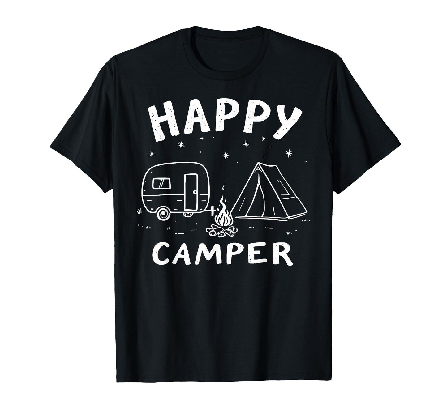 Happy Camper Mountain Hiking T-Shirt - Fun Novelty Design for Adults - T-Shirt, Sweatshirt, Hoodie