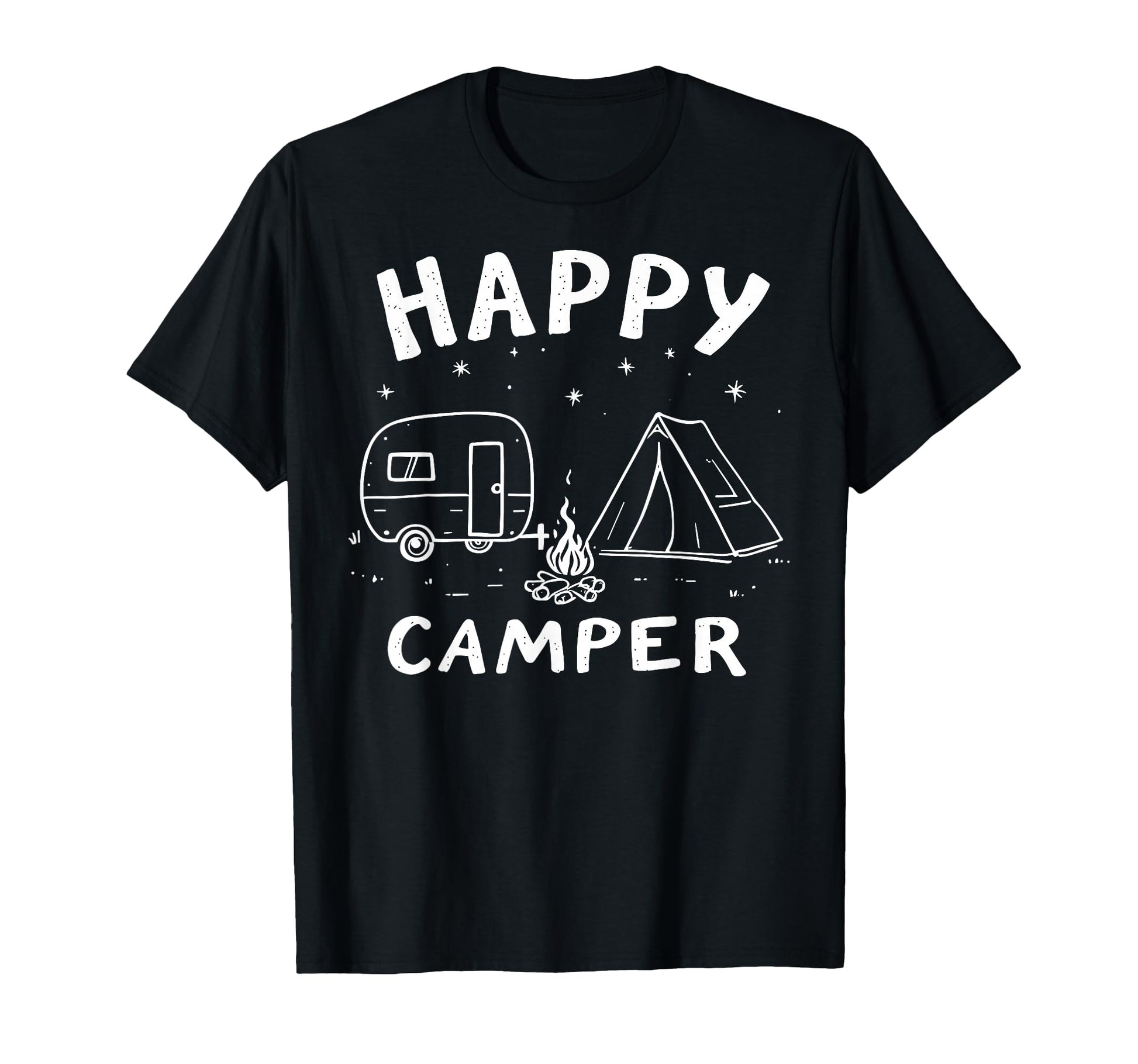 Happy Camper Mountain Hiking T-Shirt - Fun Novelty Design for Adults - T-Shirt, Sweatshirt, Hoodie