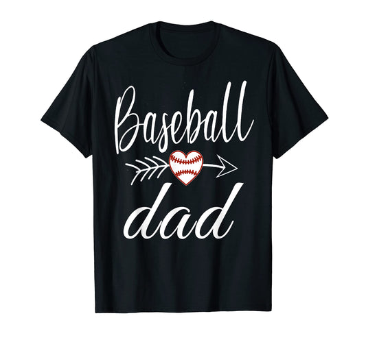 Baseball Dad Heart Baseball Lovers T-Shirt - Fun Novelty Design Unisex - T-Shirt, Sweatshirt, Hoodie