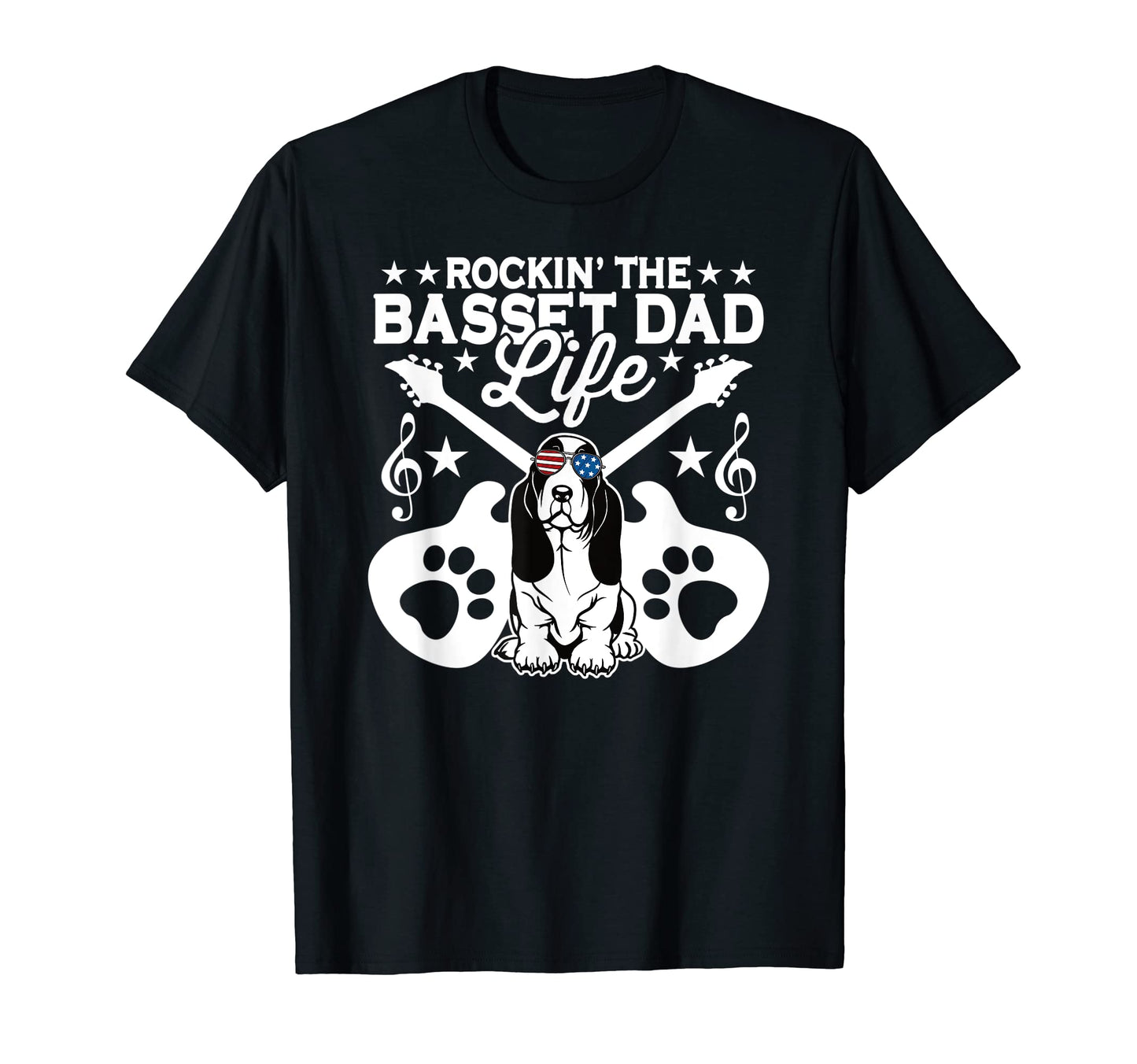 Rockin Basset Hound Dad Life Dog Lover T-Shirt - Aesthetic Graphic Unisex - T-Shirt, Sweatshirt, Hoodie