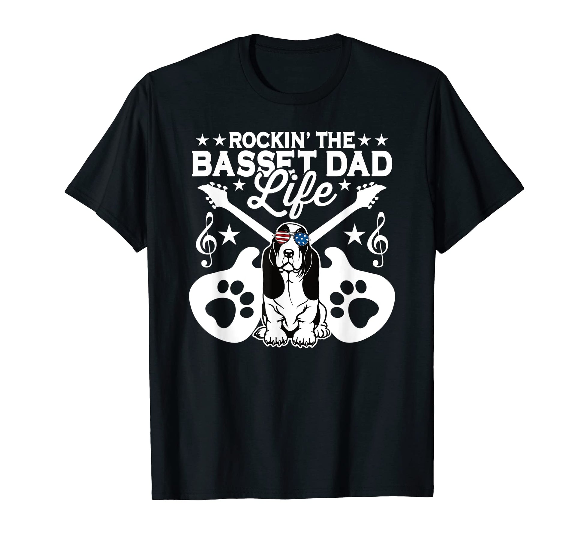 Rockin Basset Hound Dad Life Dog Lover T-Shirt - Aesthetic Graphic Unisex - T-Shirt, Sweatshirt, Hoodie