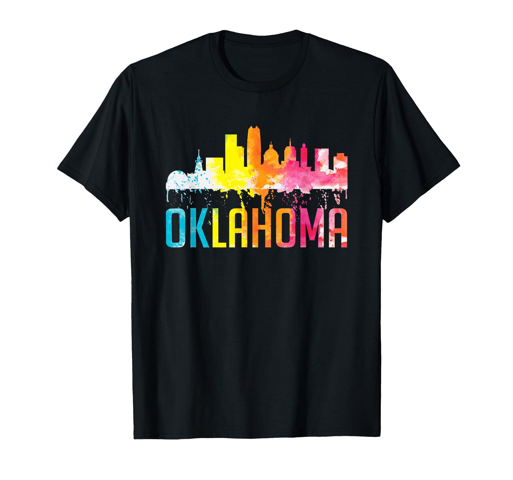 Oklahoma City Ok Watercolor Skyline T-Shirt - Casual Everyday Wear Unisex - T-Shirt, Sweatshirt, Hoodie