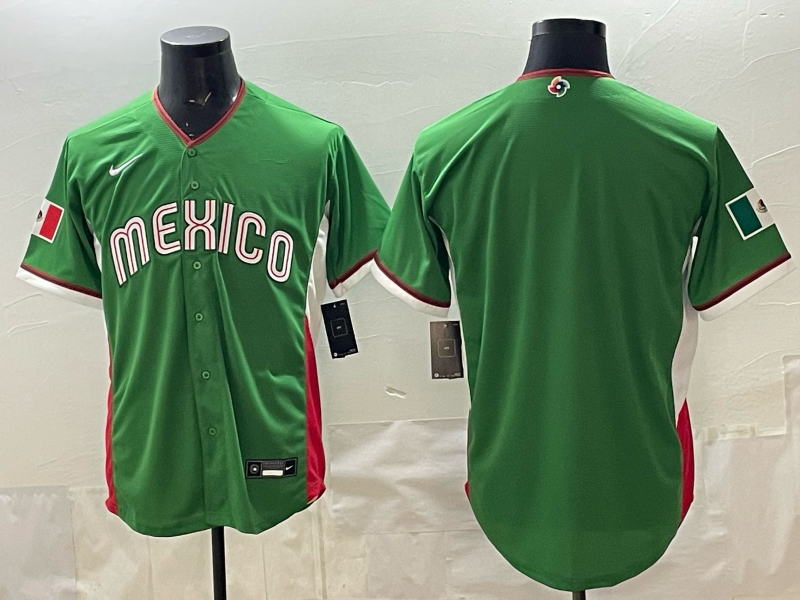 Men's Mexico Baseball Green 2026 World Baseball Classic Stadium Jersey baseball jersey product view 1