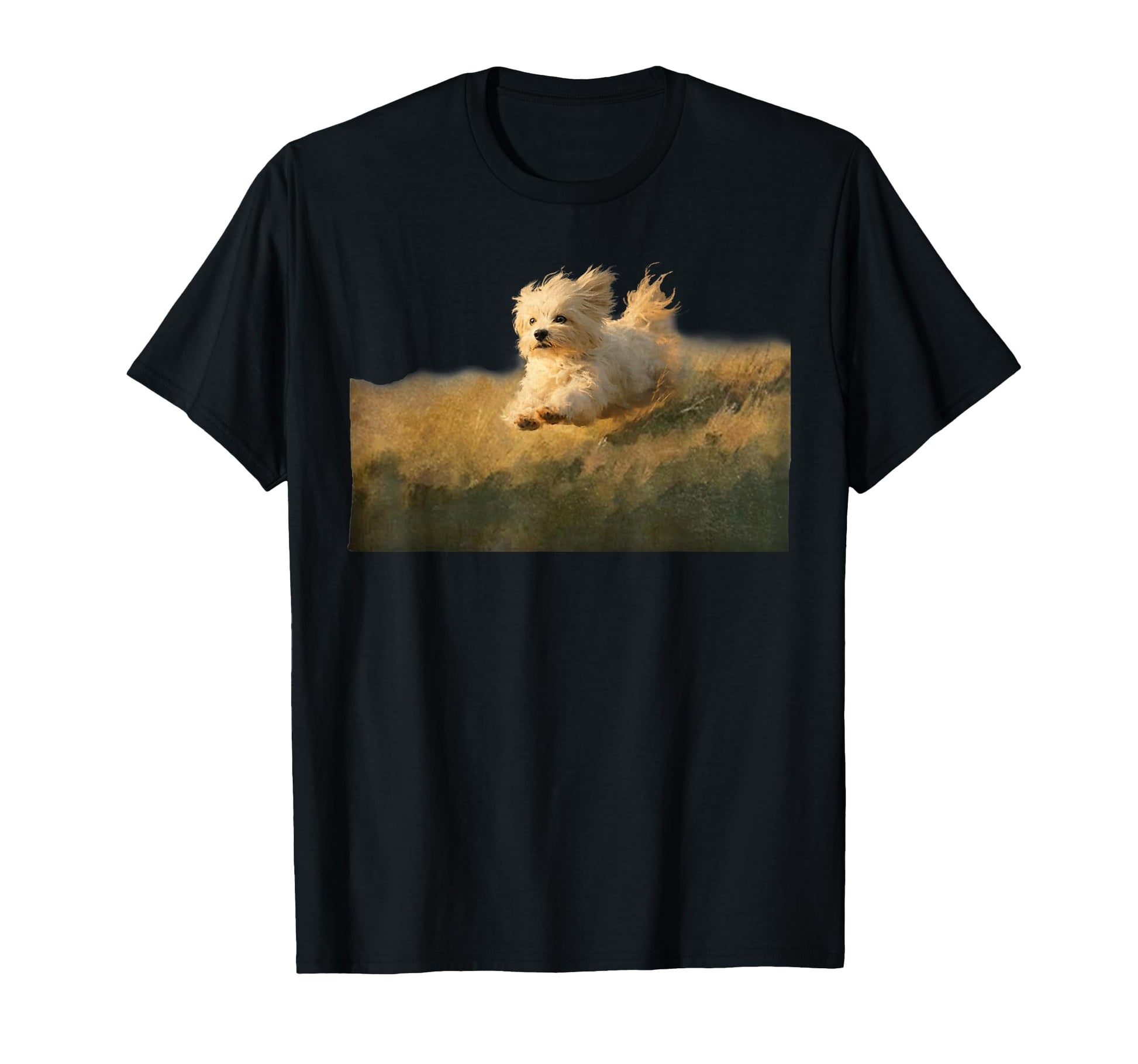 Funny Running Dog Art Maltese T-Shirt - Casual Everyday Wear Men Women - T-Shirt, Sweatshirt, Hoodie