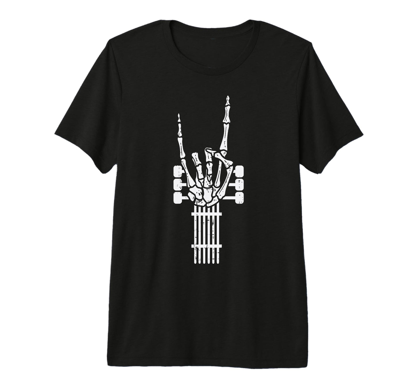 Guitar Skeletone Hand Rock Roll Sign T-Shirt - Casual Everyday Wear Unisex - T-Shirt, Sweatshirt, Hoodie