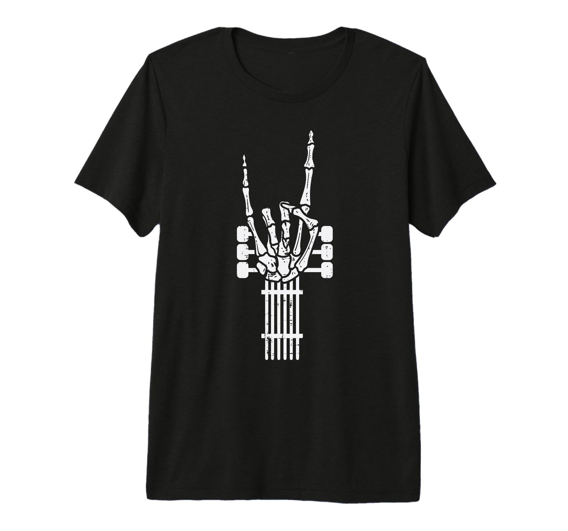Guitar Skeletone Hand Rock Roll Sign T-Shirt - Casual Everyday Wear Unisex - T-Shirt, Sweatshirt, Hoodie