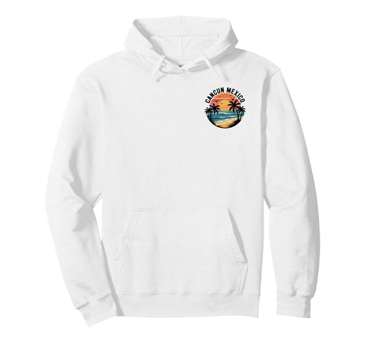 Cancun Mexico Sunset Ocean Palm Travel Hoodie - Aesthetic Graphic Men Women - T-Shirt, Sweatshirt, Hoodie