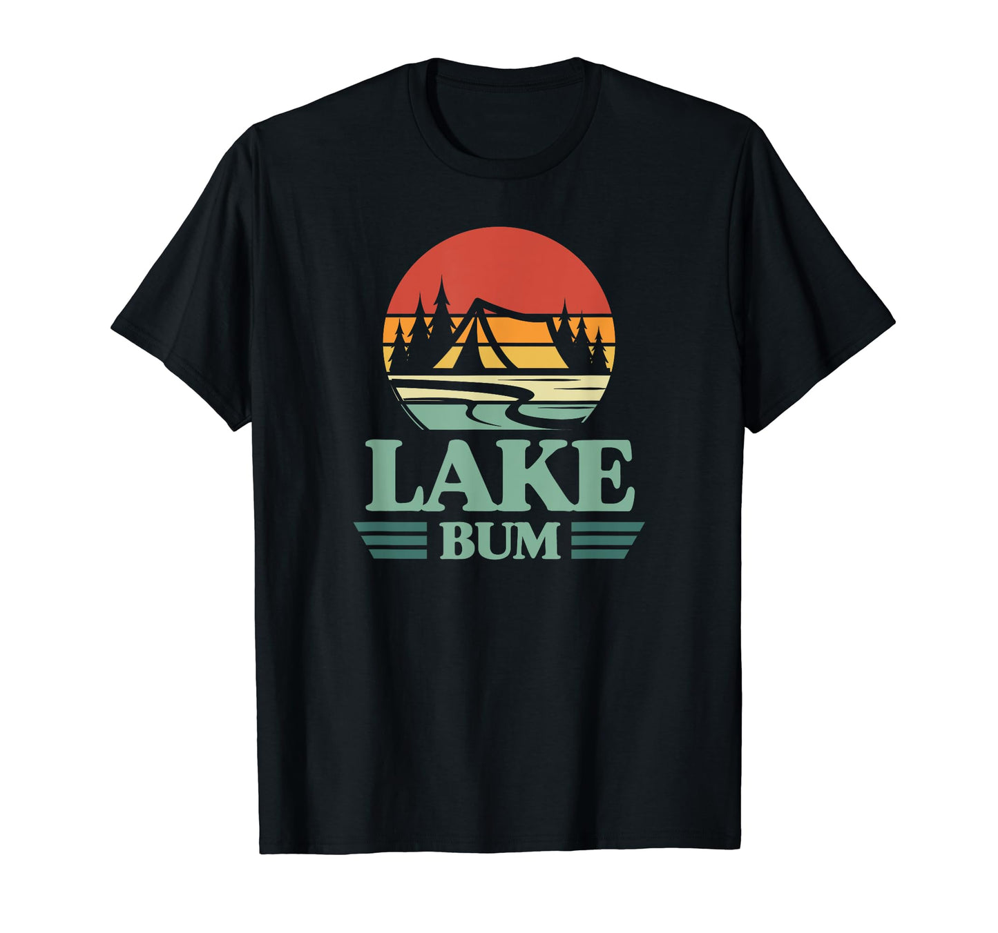 Lake Bum Camping Tent Sunset Lake Life T-Shirt - Custom Art Print Unisex - T-Shirt, Sweatshirt, Hoodie