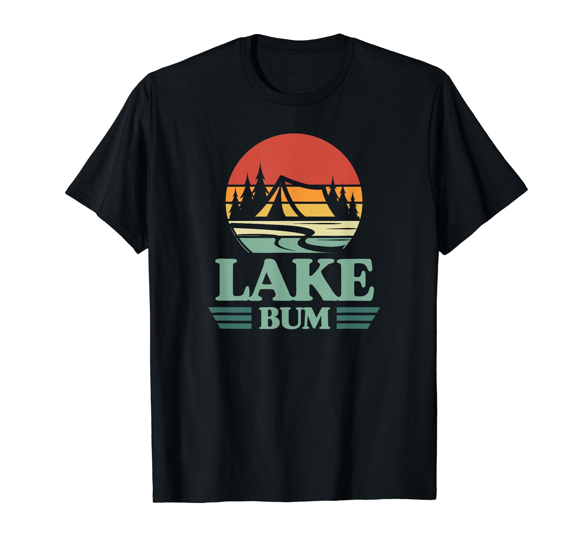 Lake Bum Camping Tent Sunset Lake Life T-Shirt - Custom Art Print Unisex - T-Shirt, Sweatshirt, Hoodie