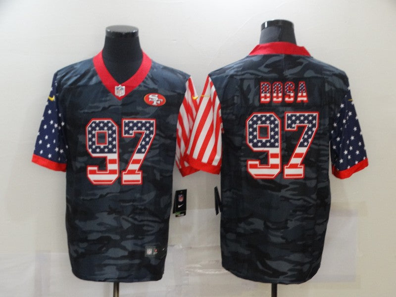 Men's San Francisco 49ers Nick Bosa #97 Gray Camouflage Game Player Jersey1 football jersey product view 1