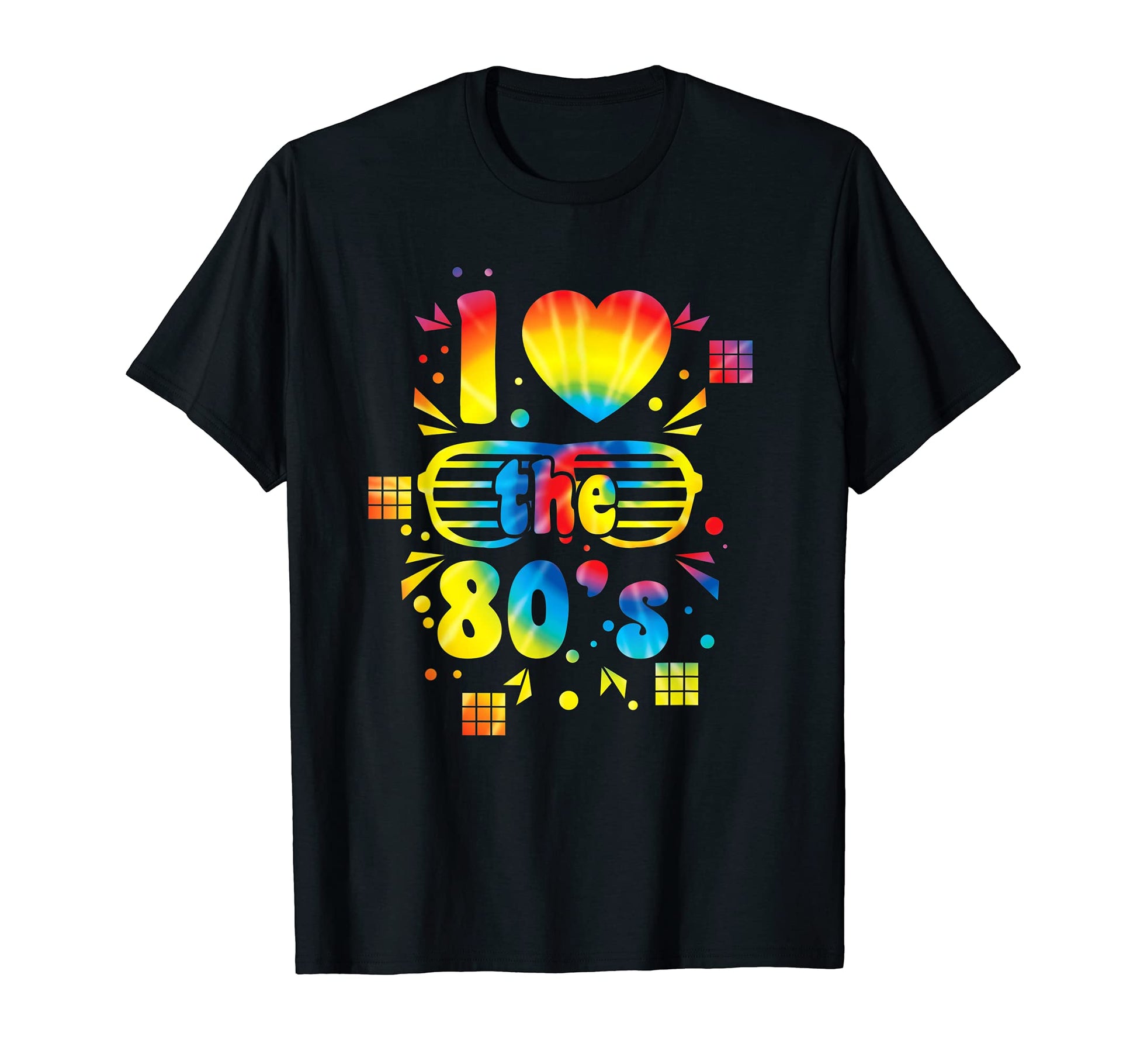 I Love 80S 1980S Tie Dye Pop Art T-Shirt - Casual Everyday Wear for Adults - T-Shirt, Sweatshirt, Hoodie