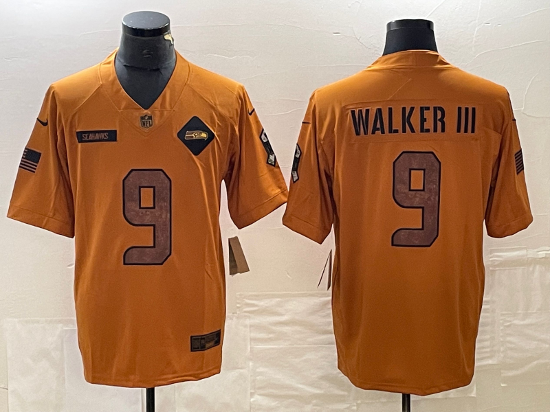 Men's Seattle Seahawks Kenneth Walker III Brown 2023 Salute To Service Limited Jersey football jersey product view 1