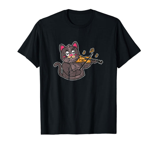 Cat Playing Violin Cat Mom Cat Dad T-Shirt - Minimalist Print Unisex - T-Shirt, Sweatshirt, Hoodie