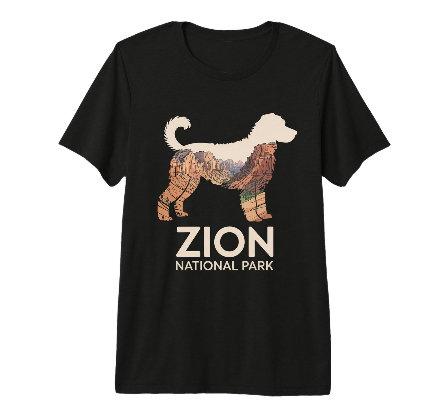 Zion National Park Dog Silhouette Utah T-Shirt - Unique Graphic for Adults - T-Shirt, Sweatshirt, Hoodie