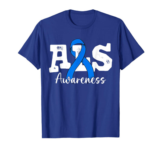 Als Awareness Blue Ribbon Support Team Als T-Shirt - Graphic Print Unisex - T-Shirt, Sweatshirt, Hoodie
