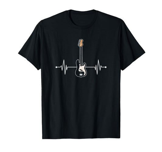 Bass Guitar Heartbeat Musician Bass T-Shirt - Fun Novelty Design Unisex - T-Shirt, Sweatshirt, Hoodie
