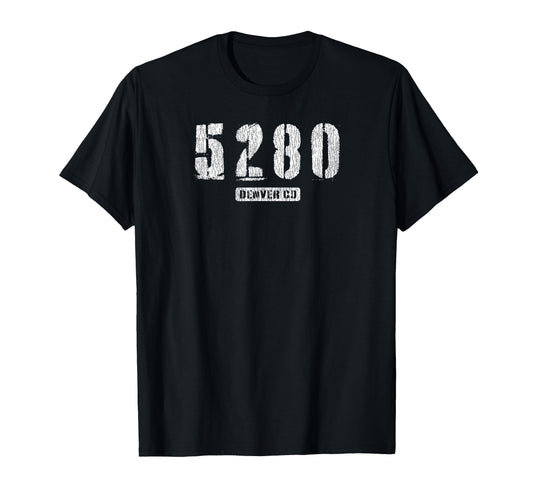 5280 Denver Co Edgy Rough Stencil T-Shirt - Minimalist Print Men Women - T-Shirt, Sweatshirt, Hoodie