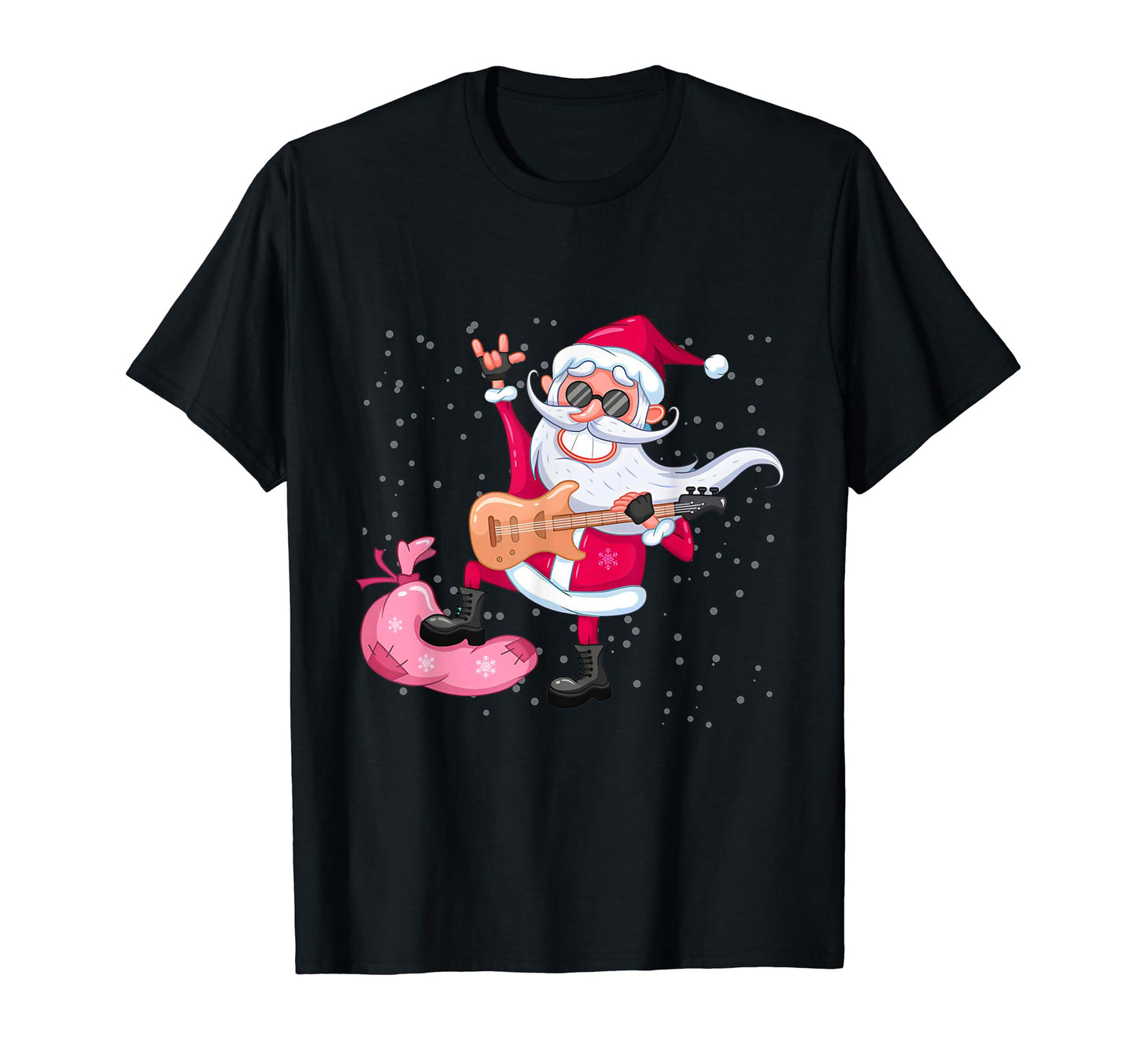 Guitar Musician Holiday Santa T-Shirt - Casual Everyday Wear for Adults - T-Shirt, Sweatshirt, Hoodie