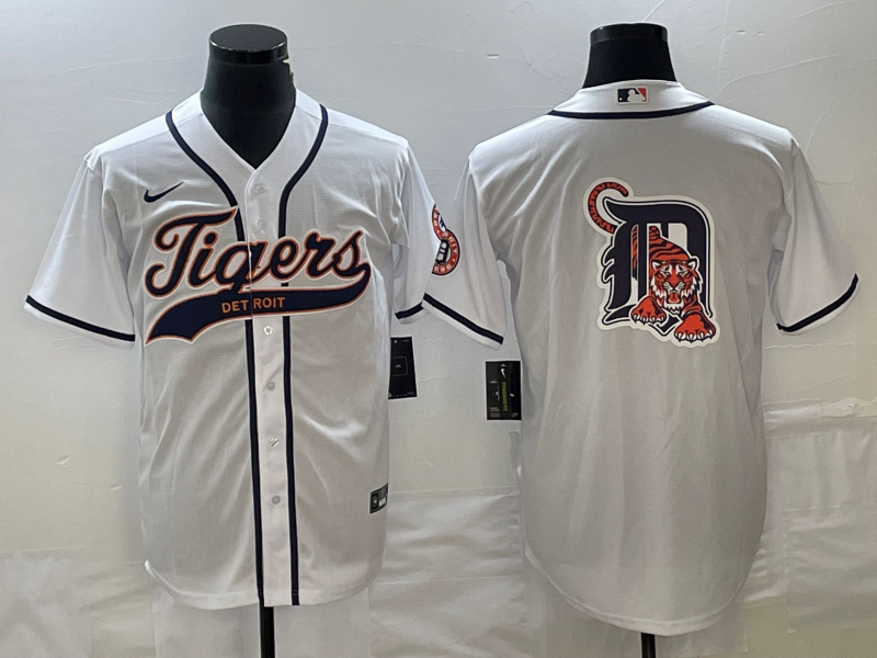 Men's Detroit Tigers White Replica Jersey1 Joint Edition baseball jersey product view 1