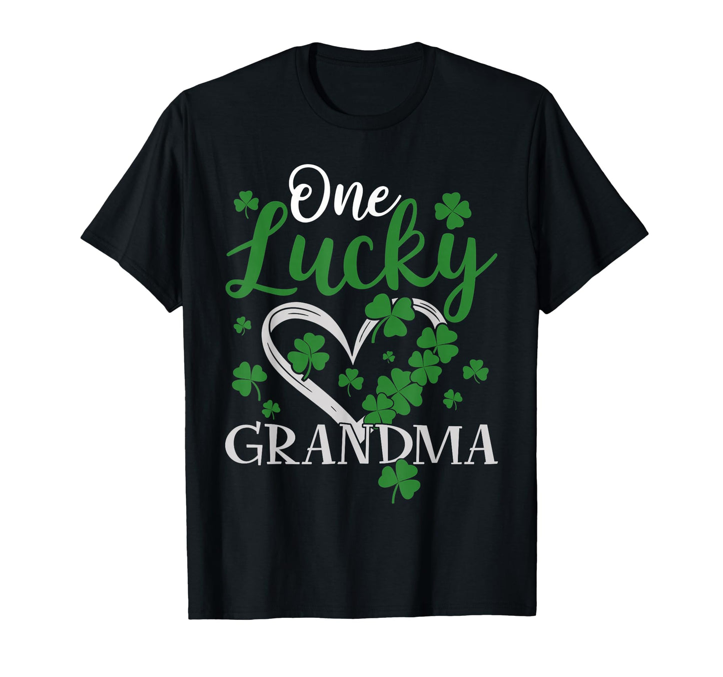 One Lucky Grandma Irish Green Heart T-Shirt - Novelty Apparel Unisex - T-Shirt, Sweatshirt, Hoodie