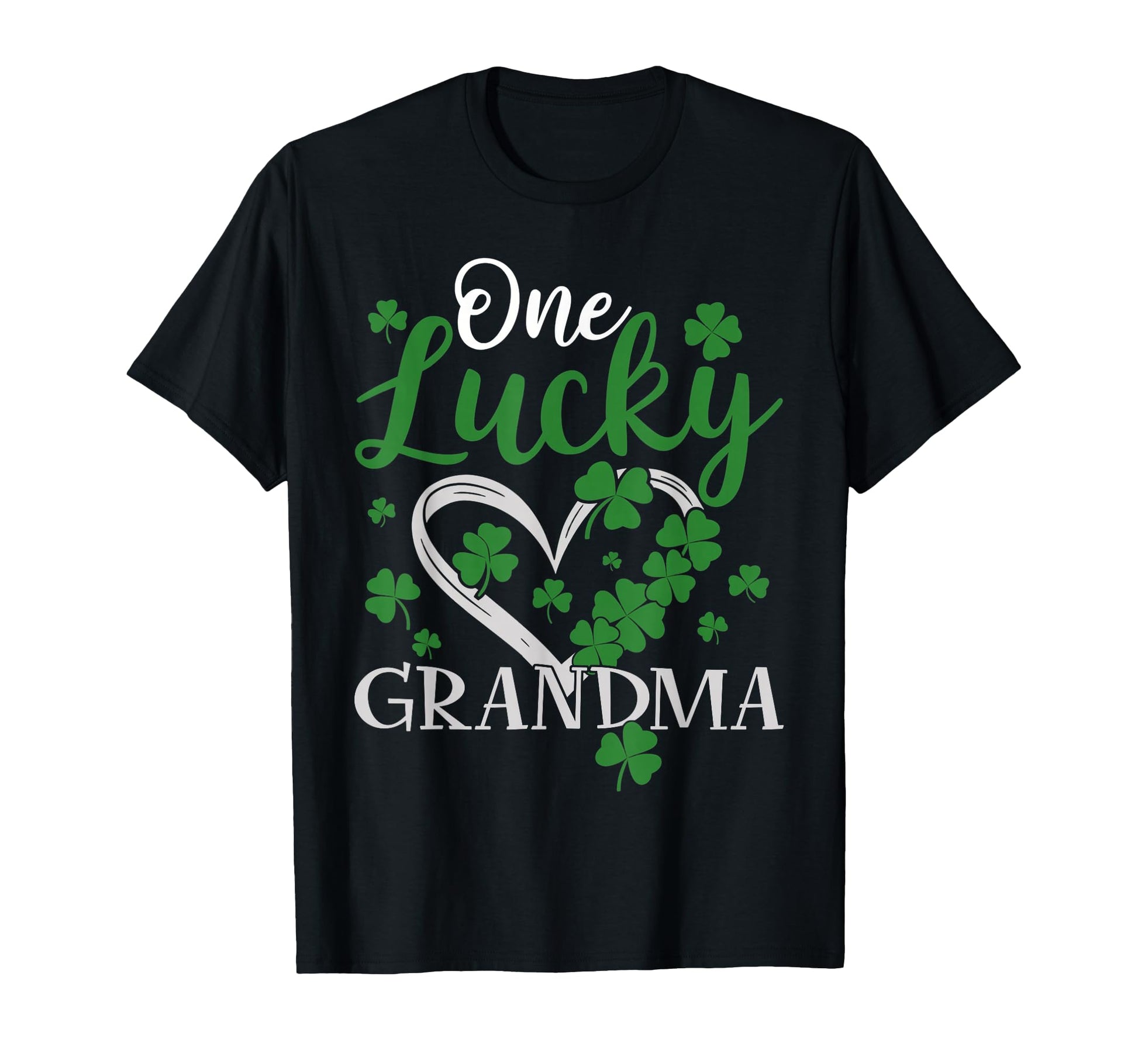 One Lucky Grandma Irish Green Heart T-Shirt - Novelty Apparel Unisex - T-Shirt, Sweatshirt, Hoodie