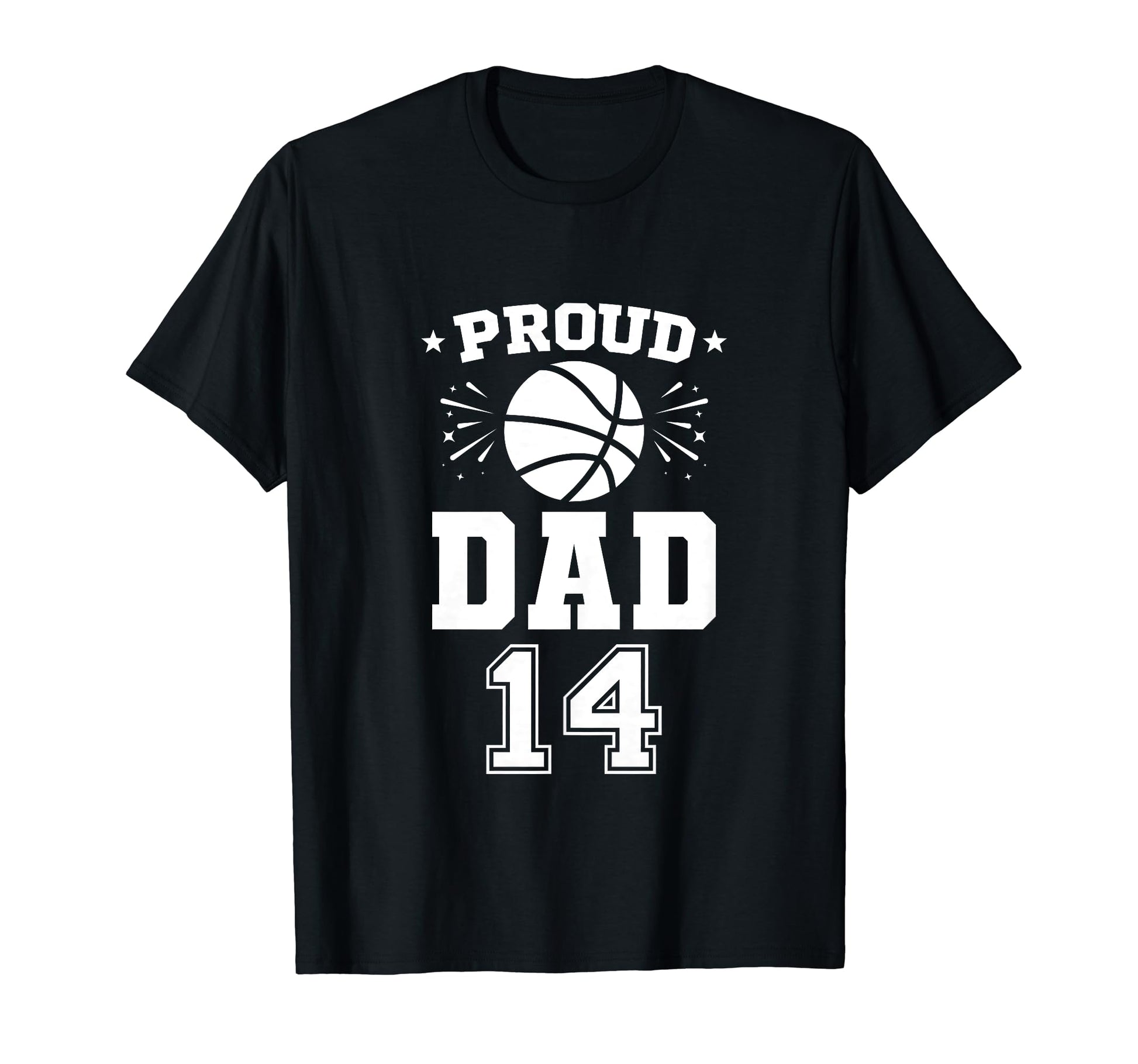 Proud Basketball Dad Number 14 T-Shirt - Custom Art Print for Adults - T-Shirt, Sweatshirt, Hoodie