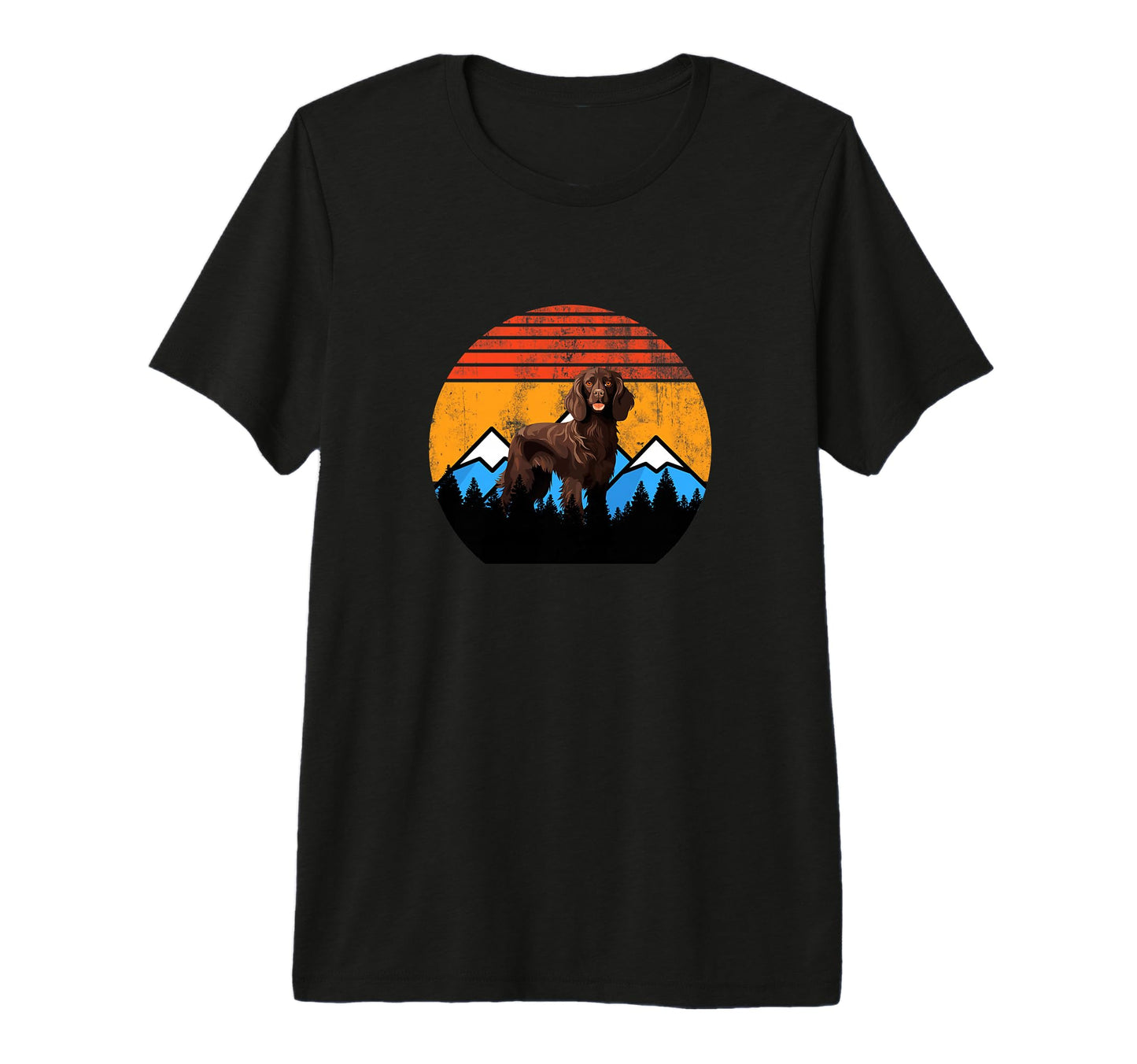 Boykin Dog Sunset Distressed Hiking T-Shirt - Trendy Graphic Men Women - T-Shirt, Sweatshirt, Hoodie