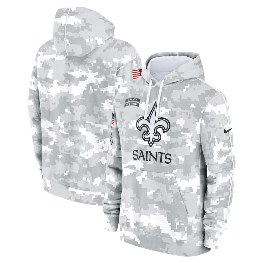 Men's New Orleans Saints Arctic Camo 2024 Salute to Service Club Fleece Pullover Hoodie football jersey product view 1