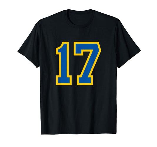 Blue Yellow Sport Team Number 17 T-Shirt - Graphic Print for Adults - T-Shirt, Sweatshirt, Hoodie