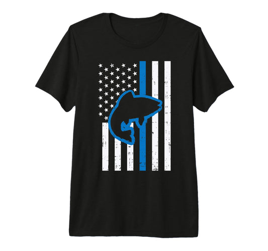 Blue Line Us Flag Fish Police Fishing T-Shirt - Minimalist Print Unisex - T-Shirt, Sweatshirt, Hoodie
