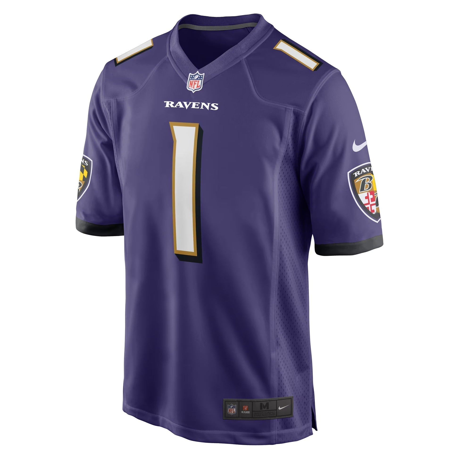 Baltimore Ravens Number 1 Groom Purple Game Jersey football jersey product view 2