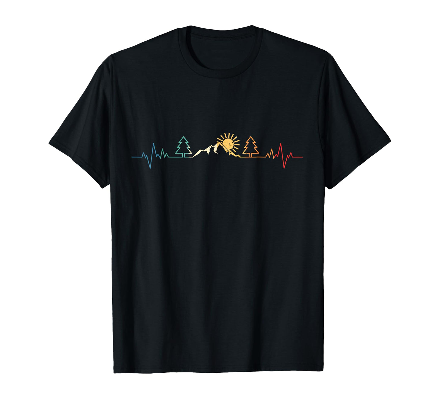 Hiking Mountains Heartbeat Hiker Nature T-Shirt - Graphic Print Unisex - T-Shirt, Sweatshirt, Hoodie