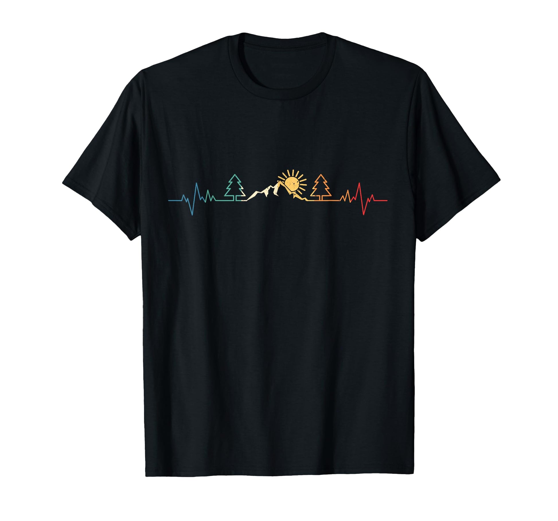 Hiking Mountains Heartbeat Hiker Nature T-Shirt - Graphic Print Unisex - T-Shirt, Sweatshirt, Hoodie