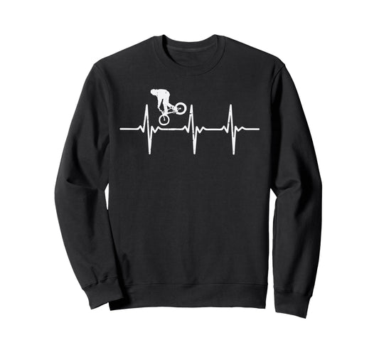 Bmx Bike Biker Heartbeat Racing Cycling Sweatshirt - Graphic Print Unisex - T-Shirt, Sweatshirt, Hoodie